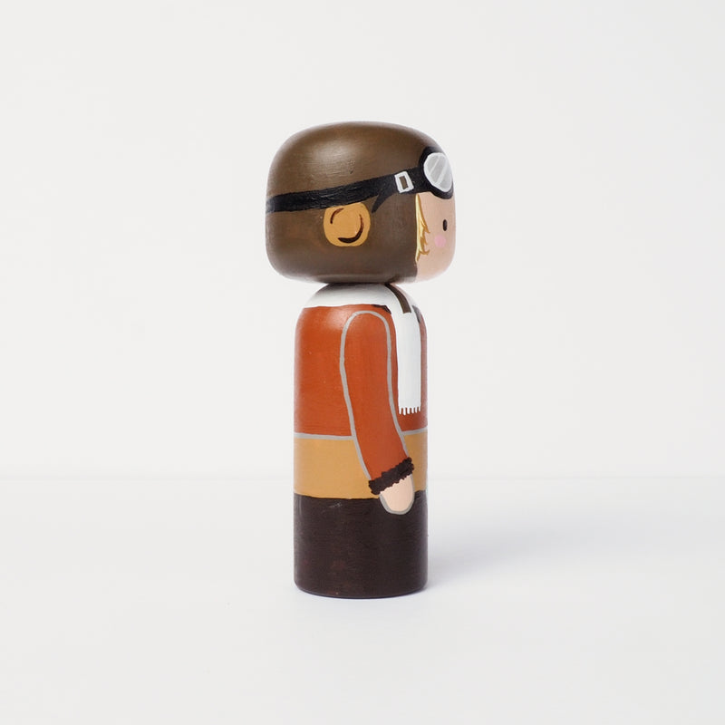 Custom Amelia Earhart American Aviation Pioneer Kokeshi Dolls