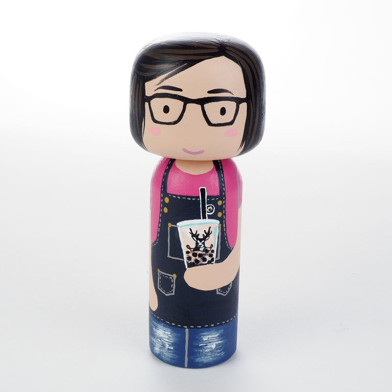 Introducing our new 2-in-1 family portrait Kokeshi dolls!  Everyone has many roles, interests, careers, personalities, and we all wear many hats in life.  Why not highlight and celebrate those in a hand-painted doll!  The toughest part is probably to choose the 2 roles you like us to paint.   Give something unique and personalized.  Customize your family, friends, or colleagues on Kokeshi dolls!  They are hand-painted with love that show the uniqueness of each individual.