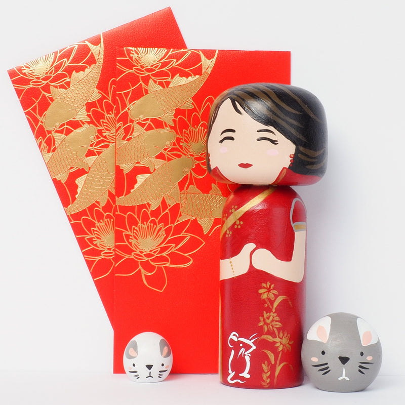 This Chinese New Year is the Year of the Rat.  Introducing our new Year of the Rat Kokeshi dolls, Peg Dolls! Give something unique this new year. Do you know anyone who was born in 1948, 1960, 1972, 1984, 1996, 2008, 2020? They are hand-painted with love.