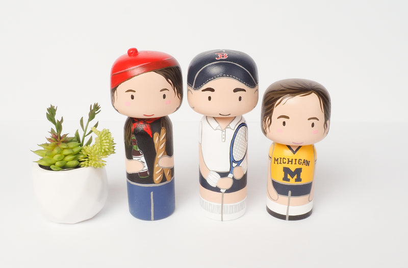 Family and Friends Portrait on Kokeshi and Peg Dolls