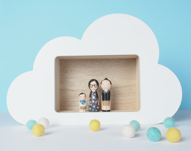 Family Peg Dolls - Family Portrait on Mini wooden dolls