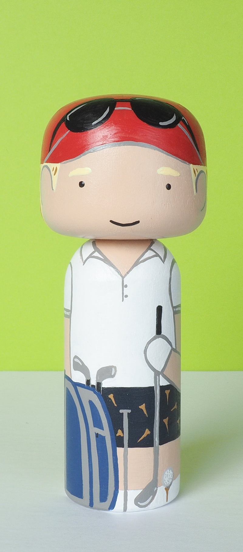 Golfer custom Kokeshi and peg doll