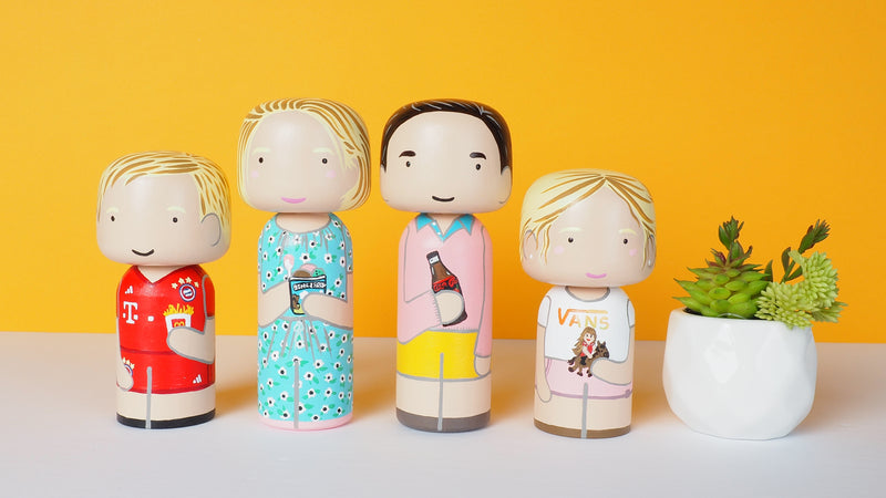 Christmas Gift - Customized Family Portrait Kokeshi Dolls