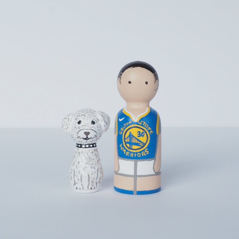 Golden State Warrior Family portrait peg dolls Father's Day gift