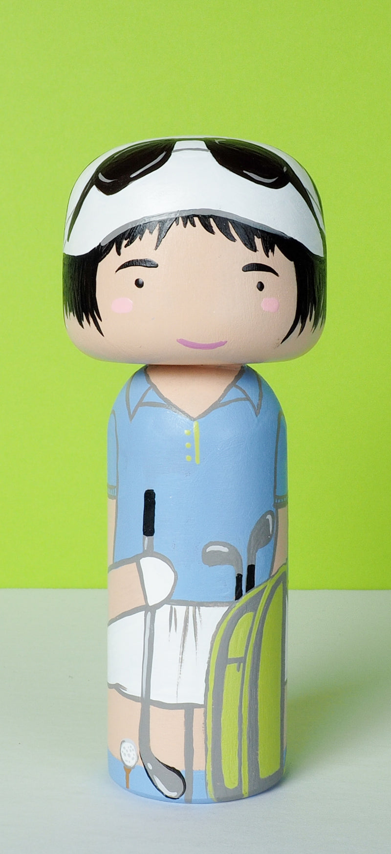 Golfer custom Kokeshi and peg doll