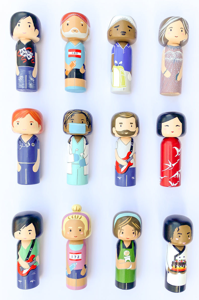 Customized Family Portrait Kokeshi Dolls
