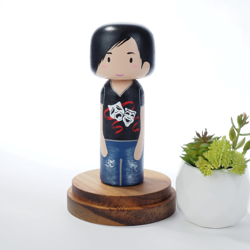 Drama Teacher - Occupational and family portrait Kokeshi dolls!  Give something unique and personalized.  Customize an occupation of your family, friends, or colleagues on Kokeshi dolls!  They are hand-painted with love that show the uniqueness of each individual.