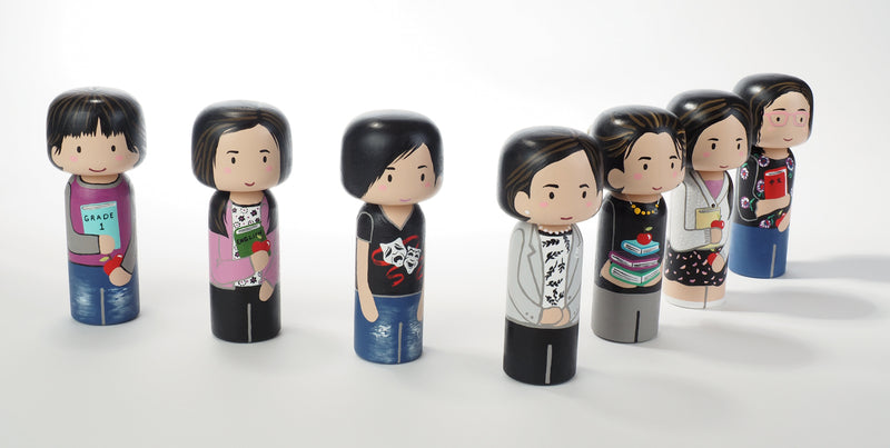 Drama Teacher - Occupational and family portrait Kokeshi dolls!  Give something unique and personalized.  Customize an occupation of your family, friends, or colleagues on Kokeshi dolls!  They are hand-painted with love that show the uniqueness of each individual.
