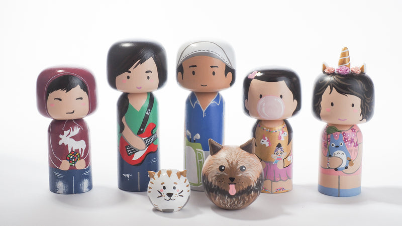 Custom Portrait on Kokeshi Dolls