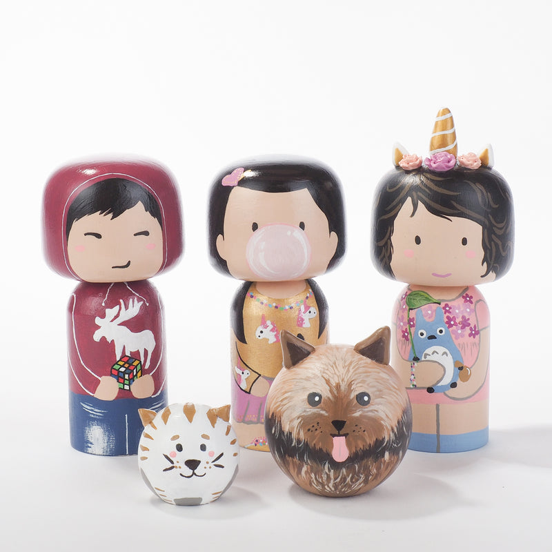 Custom Portrait on Kokeshi Dolls
