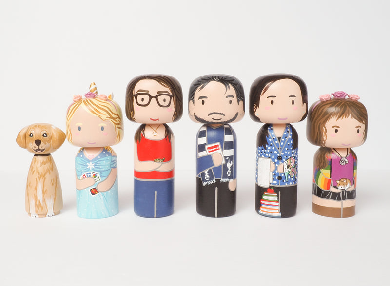 Customized Family Portrait Kokeshi Dolls