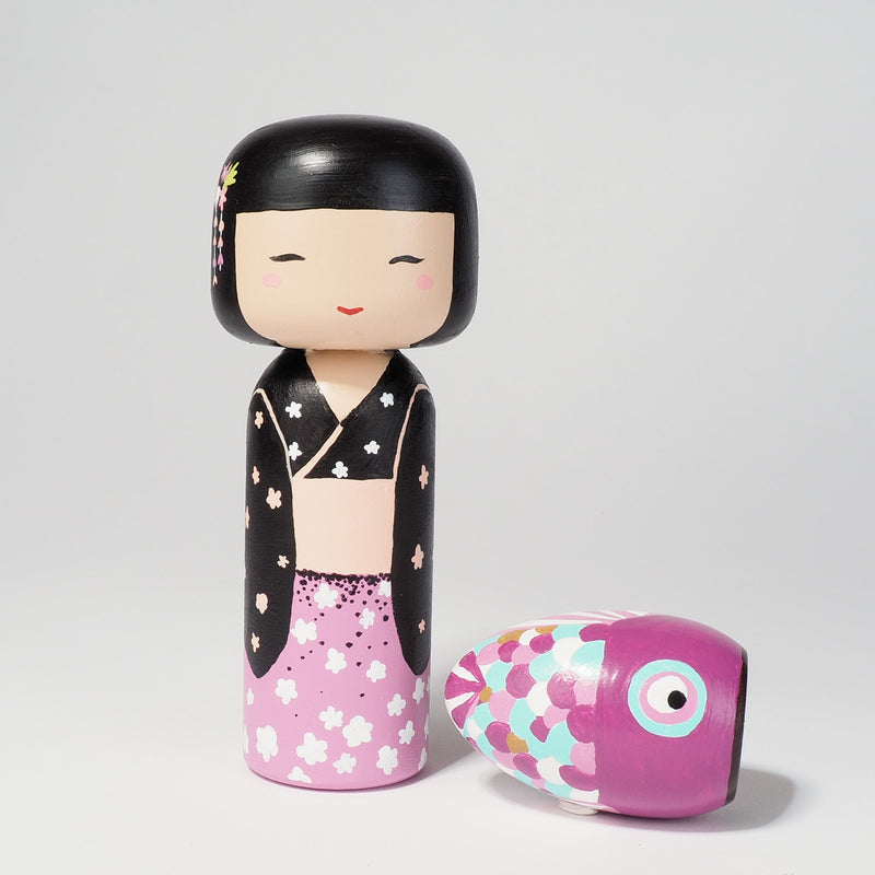 Hand-painted Japanese wooden Kokeshi doll! This cute Japanese doll will warm your heart or your someone special.  All dolls are hand-painted with love.