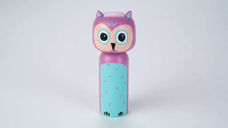 Owl Kokeshi doll!  This cute owl doll will warm your heart or your special someone.  Perfect gift for anyone who are in love with owl and woodland animals!   All dolls are hand-painted with love.  Collect them all, other animals are also available.