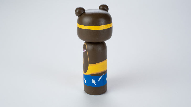 Teddy Bear in rubber ducky - wooden Kokeshi Doll