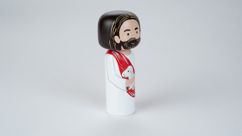 Jesus and the lost sheep wooden Kokeshi Doll
