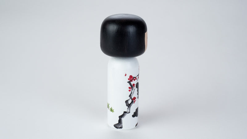 Chinese Painting - Birds on a Wooden Kokeshi Doll