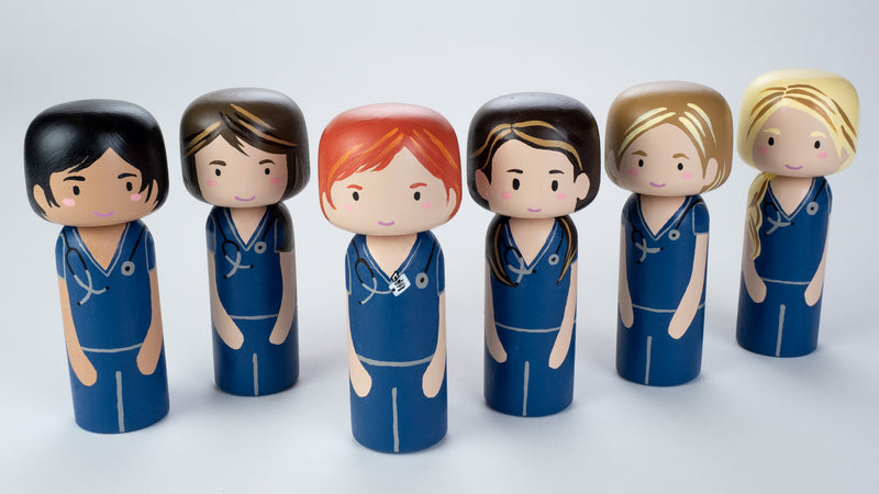 Nurse Kokeshi and Peg doll
