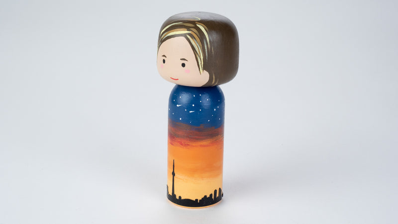 City landscape - Toronto on a Wooden Kokeshi Doll
