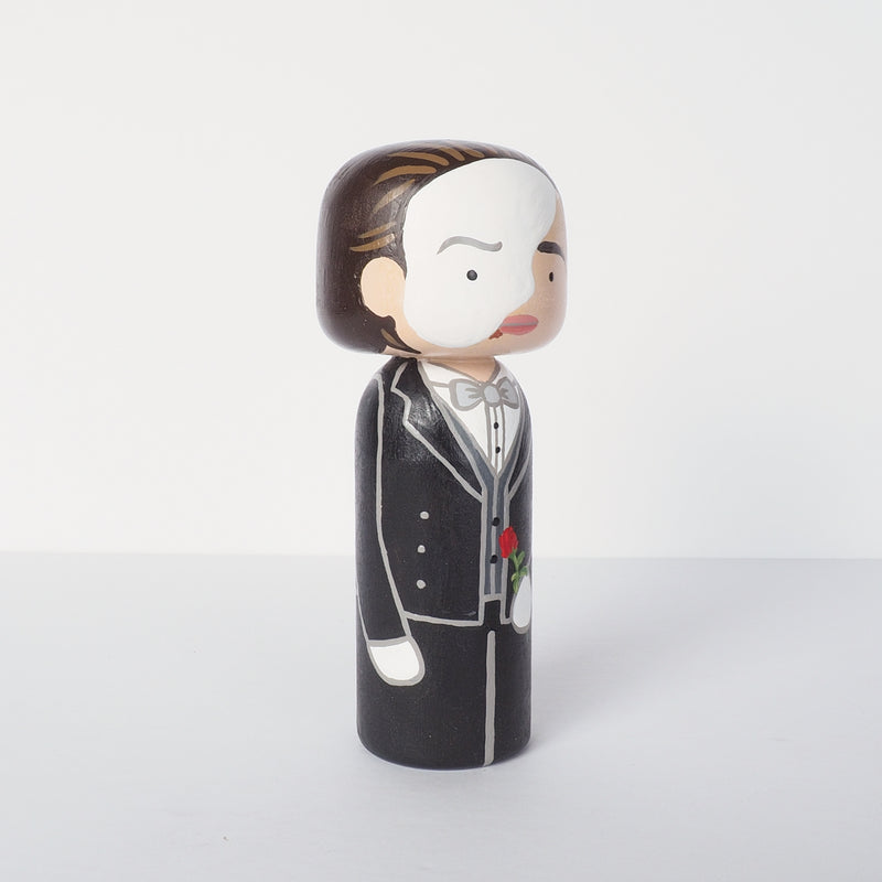 Phantom of the Opera.  Hand-painted custom Kokeshi dolls!  Give something unique and personalized.  Customize your family, friends, favourite theatre character, Movies and TV shows characters, or celebrity on Kokeshi dolls!  They are hand-painted with love that show the uniqueness of each individual.