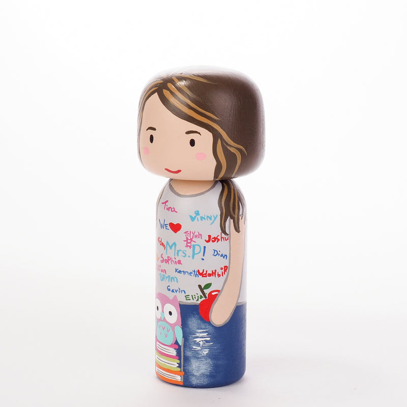 Teacher - Occupational and family portrait Kokeshi dolls!  Give something unique and personalized.  Customize an occupation of your family, friends, or colleagues on Kokeshi dolls!  They are hand-painted with love that show the uniqueness of each individual.