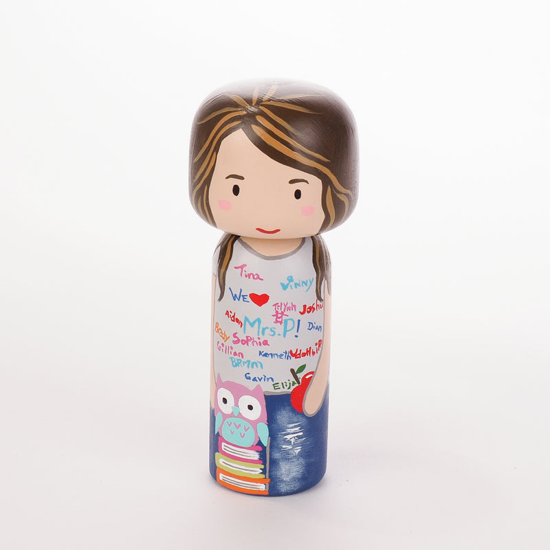 Teacher - Occupational and family portrait Kokeshi dolls!  Give something unique and personalized.  Customize an occupation of your family, friends, or colleagues on Kokeshi dolls!  They are hand-painted with love that show the uniqueness of each individual.