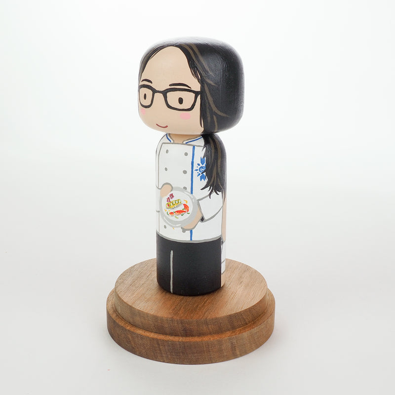 Introducing our new 2-in-1 family portrait Kokeshi dolls!  Everyone has many roles, interests, careers, personalities, and we all wear many hats in life.  Why not highlight and celebrate those in a hand-painted doll!  The toughest part is probably to choose the 2 roles you like us to paint.   Give something unique and personalized.  Customize your family, friends, or colleagues on Kokeshi dolls!  They are hand-painted with love that show the uniqueness of each individual.
