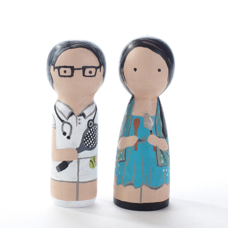 Give something unique and personalized.  Custom peg dolls of your family!  They are hand-painted that show the uniqueness of each individual in your family.  This will definitely touch the heart and bring smiles, may be even happy tears to your family.   These are great for parent's gifts, grandparent’s gifts, birthdays, anniversary gifts, couples’ gifts, or any other occasions.