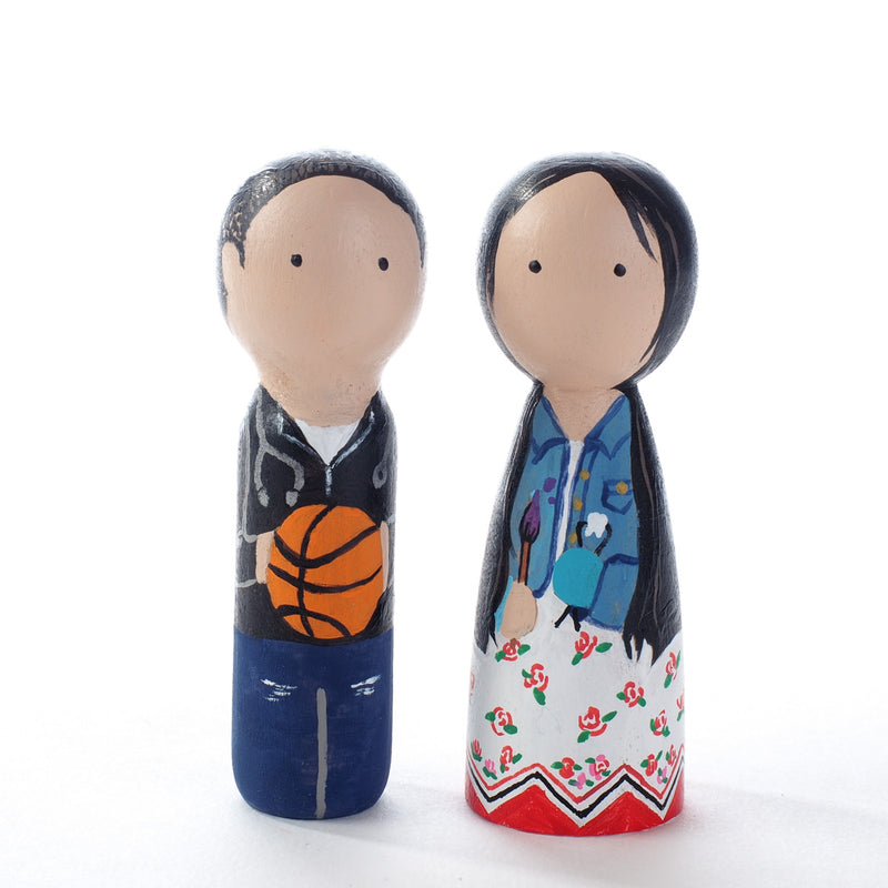 Give something unique and personalized.  Custom peg dolls of your family!  They are hand-painted that show the uniqueness of each individual in your family.  This will definitely touch the heart and bring smiles, may be even happy tears to your family.   These are great for parent's gifts, grandparent’s gifts, birthdays, anniversary gifts, couples’ gifts, or any other occasions.