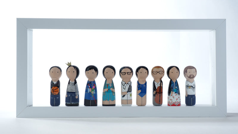 Give something unique and personalized.  Custom peg dolls of your family!  They are hand-painted that show the uniqueness of each individual in your family.  This will definitely touch the heart and bring smiles, may be even happy tears to your family.   These are great for parent's gifts, grandparent’s gifts, birthdays, anniversary gifts, couples’ gifts, or any other occasions.