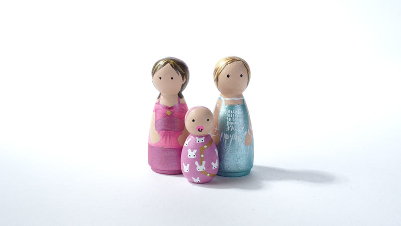 Give something unique and personalized.  Custom peg dolls of your family!  They are hand-painted that show the uniqueness of each individual in your family.  This will definitely touch the heart and bring smiles, may be even happy tears to your family.   These are great for parent's gifts, grandparent’s gifts, birthdays, anniversary gifts, couples’ gifts, or any other occasions.