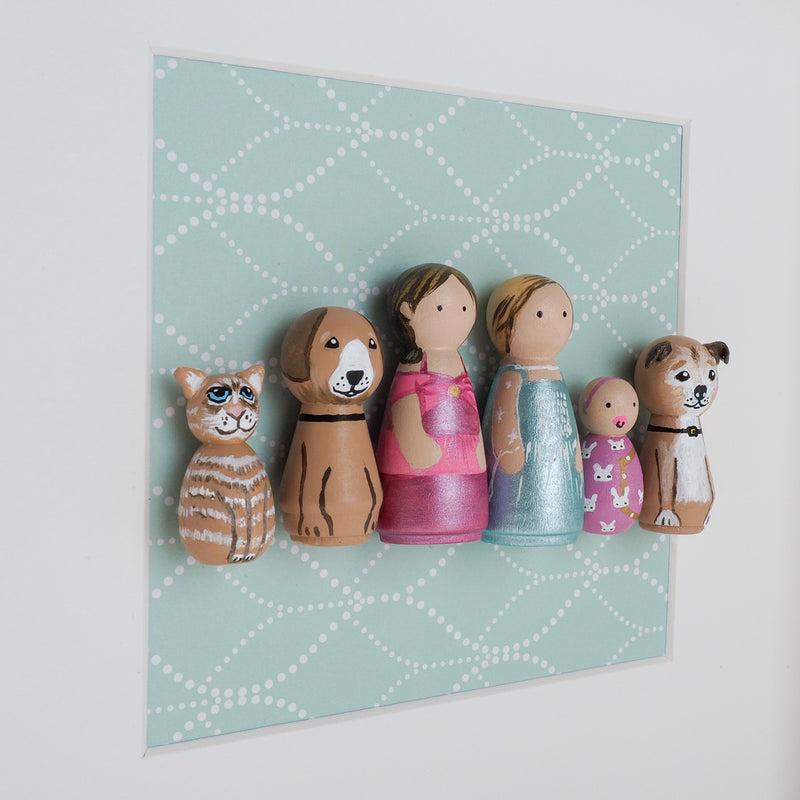 Give something unique and personalized.  Custom peg dolls of your family!  They are hand-painted that show the uniqueness of each individual in your family.  This will definitely touch the heart and bring smiles, may be even happy tears to your family.   These are great for parent's gifts, grandparent’s gifts, birthdays, anniversary gifts, couples’ gifts, or any other occasions.