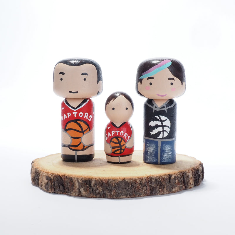 Toronto Raptors fans - Give something unique and personalized.  Custom peg and Kokeshi dolls of your family!  They are hand-painted that show the uniqueness of each individual in your family.  This will definitely touch the heart and bring smiles, may be even happy tears to your family.