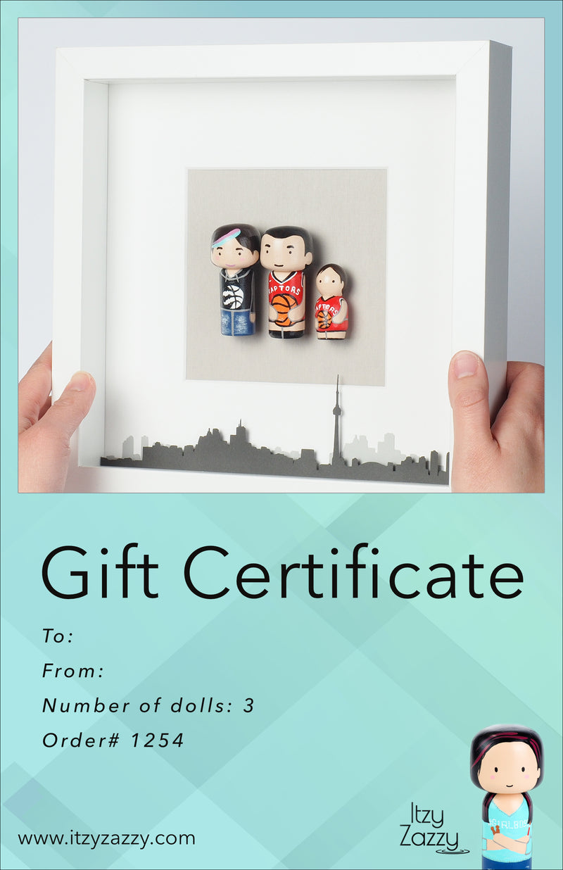 Family and Friends Portrait on Mini wooden dolls - Gift Certificate