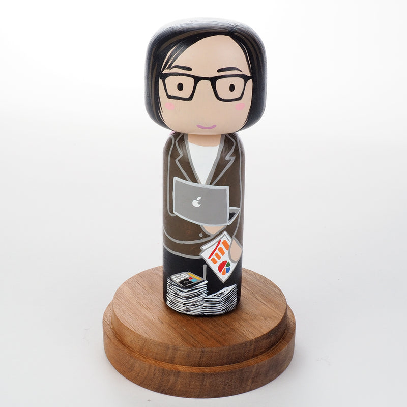 Introducing our new 2-in-1 family portrait Kokeshi dolls!  Everyone has many roles, interests, careers, personalities, and we all wear many hats in life.  Why not highlight and celebrate those in a hand-painted doll!  The toughest part is probably to choose the 2 roles you like us to paint.   Give something unique and personalized.  Customize your family, friends, or colleagues on Kokeshi dolls!  They are hand-painted with love that show the uniqueness of each individual. 