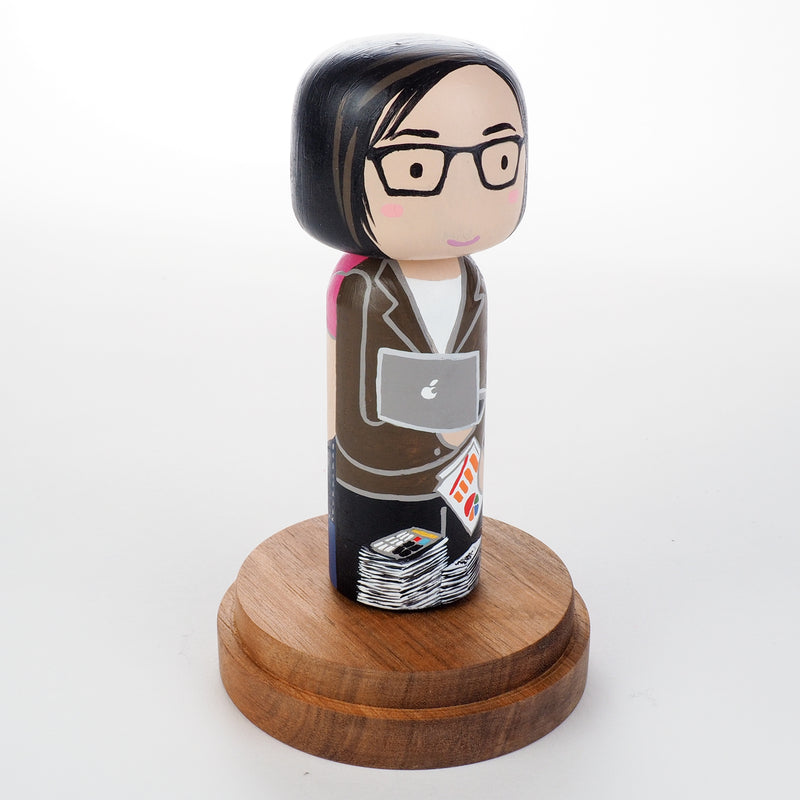 Introducing our new 2-in-1 family portrait Kokeshi dolls!  Everyone has many roles, interests, careers, personalities, and we all wear many hats in life.  Why not highlight and celebrate those in a hand-painted doll!  The toughest part is probably to choose the 2 roles you like us to paint.   Give something unique and personalized.  Customize your family, friends, or colleagues on Kokeshi dolls!  They are hand-painted with love that show the uniqueness of each individual. 