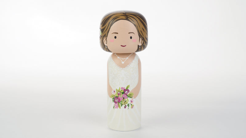 Customized Father of the Bride wedding Kokeshi dolls, Peg Dolls! Father of the Bride, he is as important as the Bride on the BIG day. Congratulations to all the Brides' dads. These cute Kokeshi dolls show the unique sides of bride and father of the bride. A great touch of personality to your wedding. What a great keepsake it would be!