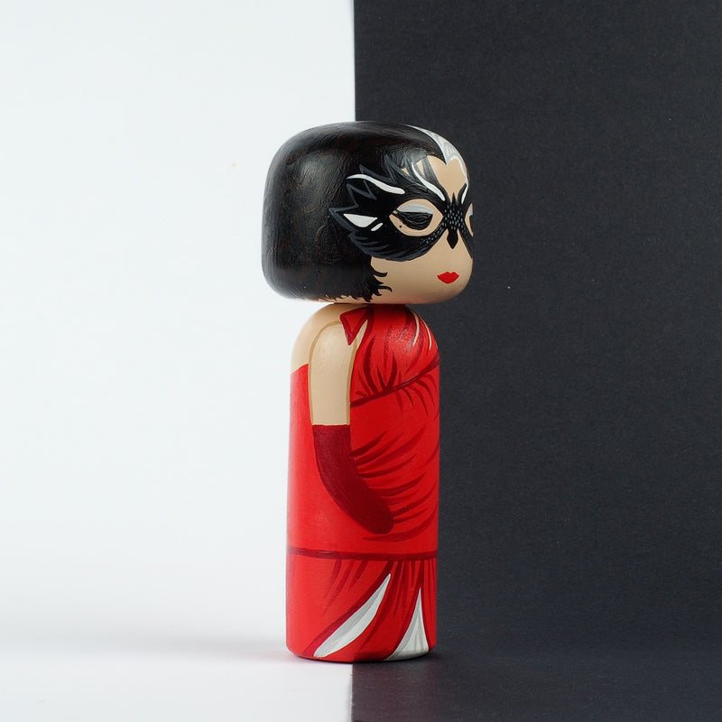 Cruella - Hand-painted custom Kokeshi dolls!  Give something unique and personalized.  Customize your family, friends, favourite Movies and TV shows characters, or celebrity on Kokeshi dolls!  They are hand-painted with love that show the uniqueness of each individual. 
