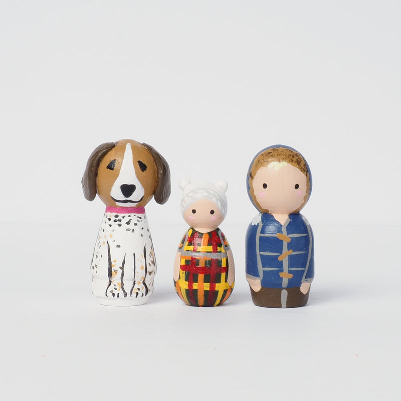 Give something unique and personalized.  Custom peg dolls of your family!  They are hand-painted that show the uniqueness of each individual in your family.  This will definitely touch the heart and bring smiles, may be even happy tears to your family.   These are great for parent's gifts, grandparent’s gifts, birthdays, anniversary gifts, couples’ gifts, or any other occasions.