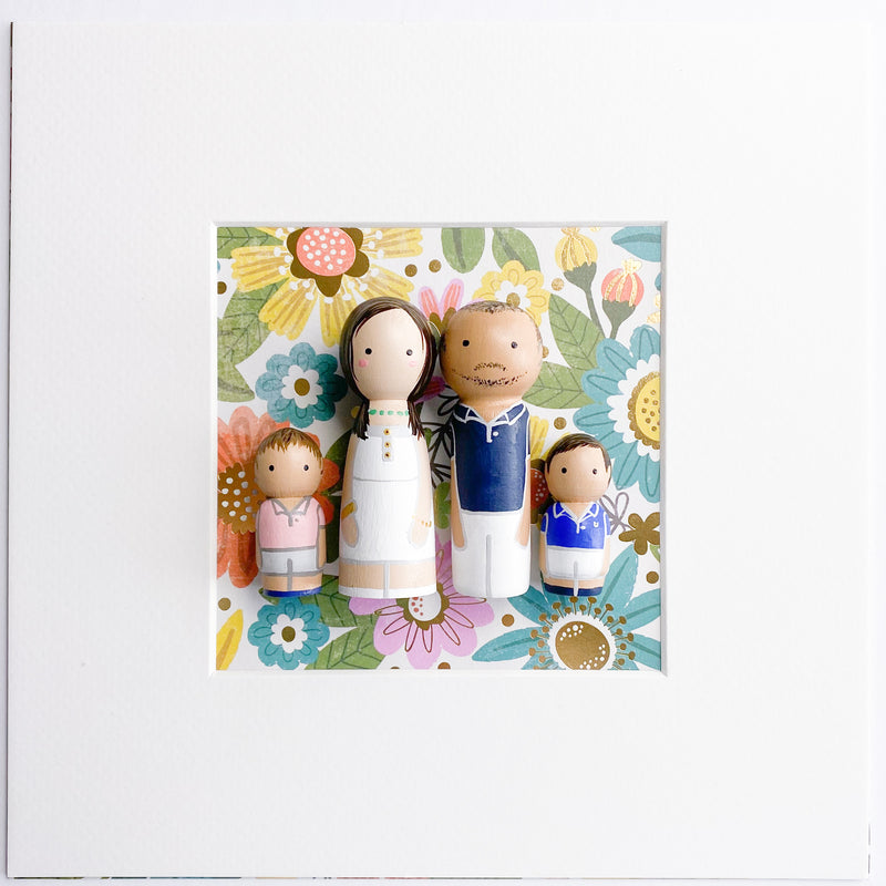 Family and friends portrait Peg Dolls