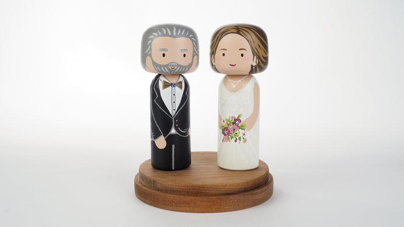 Customized Father of the Bride wedding Kokeshi dolls, Peg Dolls! Father of the Bride, he is as important as the Bride on the BIG day. Congratulations to all the Brides' dads. These cute Kokeshi dolls show the unique sides of bride and father of the bride. A great touch of personality to your wedding. What a great keepsake it would be!