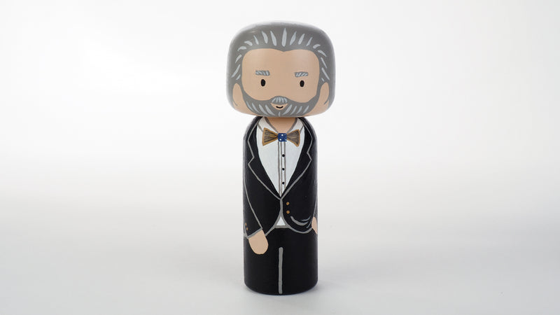 Customized Father of the Bride wedding Kokeshi dolls, Peg Dolls! Father of the Bride, he is as important as the Bride on the BIG day. Congratulations to all the Brides' dads. These cute Kokeshi dolls show the unique sides of bride and father of the bride. A great touch of personality to your wedding. What a great keepsake it would be!