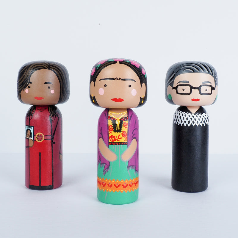 Frida Kokeshi Doll - trailblazing women