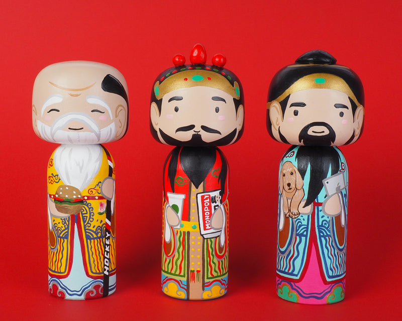 East Meets West Kokeshi - Asian & Western Culture - Fuk Luk Sau Home Decor