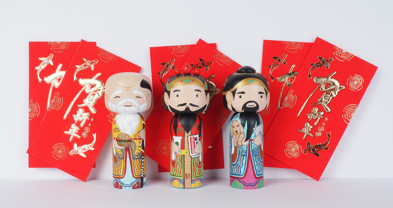East Meets West Kokeshi - Asian & Western Culture - Fuk Luk Sau Home Decor