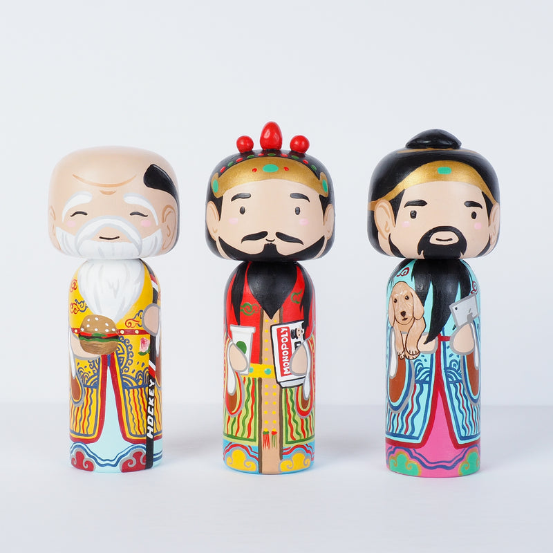 East Meets West Kokeshi - Asian & Western Culture - Fuk Luk Sau Home Decor