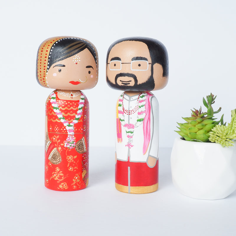 Indian Wedding Kokeshi Dolls