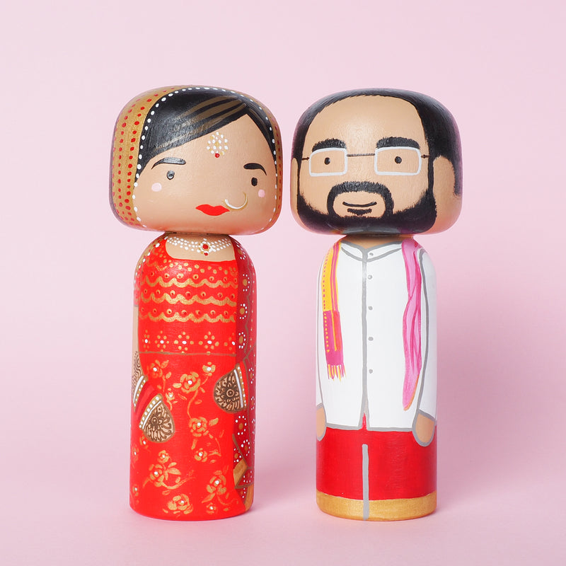 Indian Wedding Kokeshi Dolls