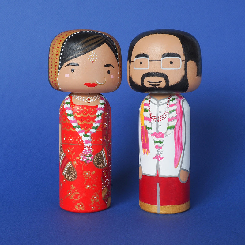 Indian Wedding Kokeshi Dolls