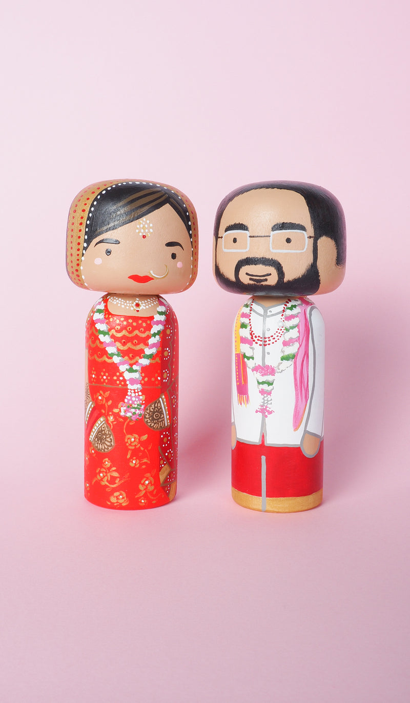 Indian Wedding Kokeshi Dolls