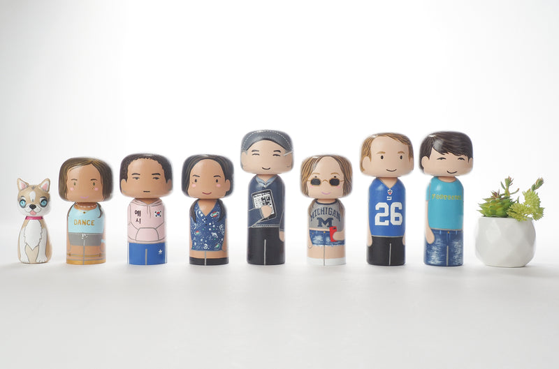 Custom Family and Friends Portrait on Kokeshi Dolls